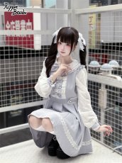 画像4: 【PuppetBombs】Q460胸元シャーリング3連リボンワンピース (4)