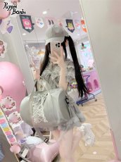 画像9: 【PuppetBombs】Q461 リボンデコレーションレースアップ半袖パーカー (9)