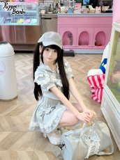 画像10: 【PuppetBombs】Q461 リボンデコレーションレースアップ半袖パーカー (10)