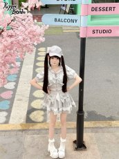 画像14: 【PuppetBombs】Q461 リボンデコレーションレースアップ半袖パーカー (14)