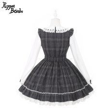 画像2: 【Puppet Bombs】Q466 レイヤード風チェックワンピース (2)