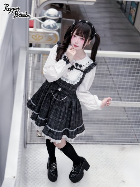 PuppetBombs】Q466 レイヤード風チェックワンピース - To Alice