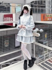 画像3: 【PuppetBombs】Q467 レイヤード風フリルジャージワンピース (3)