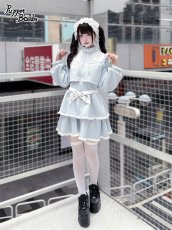 画像2: 【PuppetBombs】Q467 レイヤード風フリルジャージワンピース (2)
