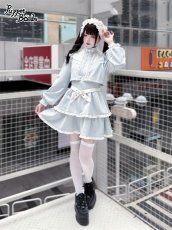 画像4: 【PuppetBombs】Q467 レイヤード風フリルジャージワンピース (4)