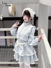 画像8: 【PuppetBombs】Q467 レイヤード風フリルジャージワンピース (8)