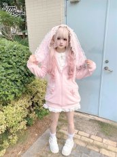画像6: 【Puppet Bombs】Q468 リボンデコレーションフリルうさ耳パーカー (6)