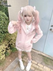 画像4: 【Puppet Bombs】Q468 リボンデコレーションフリルうさ耳パーカー (4)