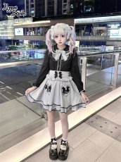 画像4: 【Puppet Bombs】Q470 レース切り替えパフ長袖ブラウス (4)