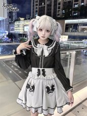 画像1: 【Puppet Bombs】Q470 レース切り替えパフ長袖ブラウス (1)