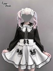 画像2: 【Puppet Bombs】Q470 レース切り替えパフ長袖ブラウス (2)