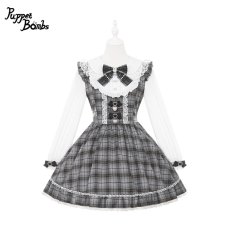 画像1: 【送料無料】Q471 グレーチェックヨークワンピース《予約受付》 (1)