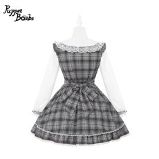 画像2: 【送料無料】Q471 グレーチェックヨークワンピース《予約受付》 (2)