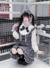 画像2: 【送料無料】QS190 グレーチェックリボンカチューシャ《予約受付》【計5000円以上】 (2)