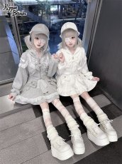 画像3: 【Puppet Bombs 】Q478 リボンデコレーションレースアップパーカー (3)