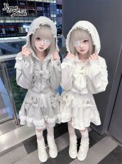 画像4: 【Puppet Bombs 】Q478 リボンデコレーションレースアップパーカー (4)