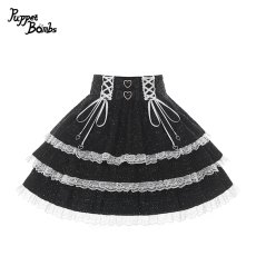 画像1: 【Puppet Bombs】 Q481 フリルツイードミニスカート (1)