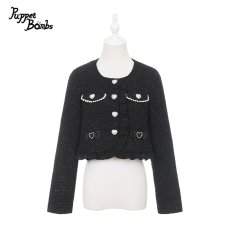 画像1: 【Puppet Bombs】Q482 ハートボタンツイードジャケット (1)