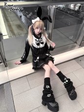 画像4: 【Puppet Bombs】Q483 リボンデコヨーク切り替えパーカー (4)