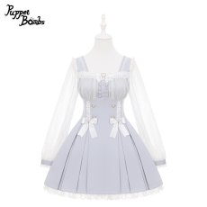 画像1: 【送料無料】Q487 レース切り替えスクエアネックワンピース 《予約受付》 (1)