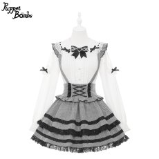 画像3: 【PuppetBombs】Q490 ショルダーレースリボンブラウス (3)