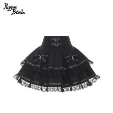 画像1: 【Puppet Bombs】Q497 ロックリボンティアードスカート (1)