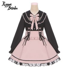 画像2: 【Last one】【Puppet Bombs】Q4 デコルテレース切り替え2連リボンブラウス (2)