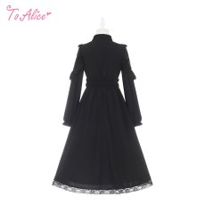 画像2: 【PuppetBombs】 Q502 シフォン長袖ロングワンピース (2)