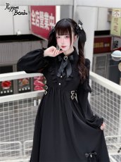 画像3: 【Puppet Bombs】 Q502 シフォン長袖ロングワンピース (3)