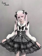 画像2: 【送料無料】Q506チェックティアードサス付きスカート《予約受付》 (2)