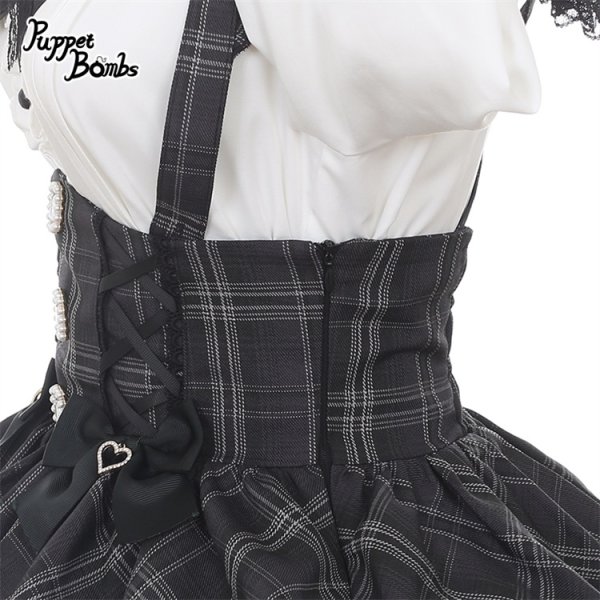 PuppetBombs】Q506チェックティアードサス付きスカート - To Alice
