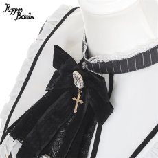 画像3: 【PuppetBombs】Q510 変型襟ストライプワンピース (3)