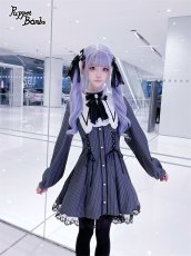 画像4: 【Puppet Bombs】Q510 変型襟ストライプワンピース (4)