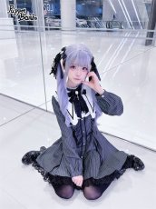 画像3: 【Puppet Bombs】Q510 変型襟ストライプワンピース (3)