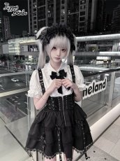 画像2: 【PuppetBombs】Q521フロントジップ×サイドレースアップジャンパースカート (2)