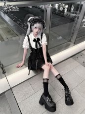 画像4: 【PuppetBombs】Q521フロントジップ×サイドレースアップジャンパースカート (4)