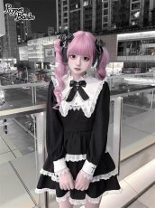 画像2: 【送料無料】Q527クロス変形襟ティアードワンピース《予約受付》 (2)