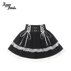 画像1: 【PuppetBombs】Q530ダブルレースアップハートスカート (1)