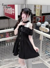 画像6: 【送料無料】Q531 十字架レースアップオフショルダーワンピース《予約受付》 (6)