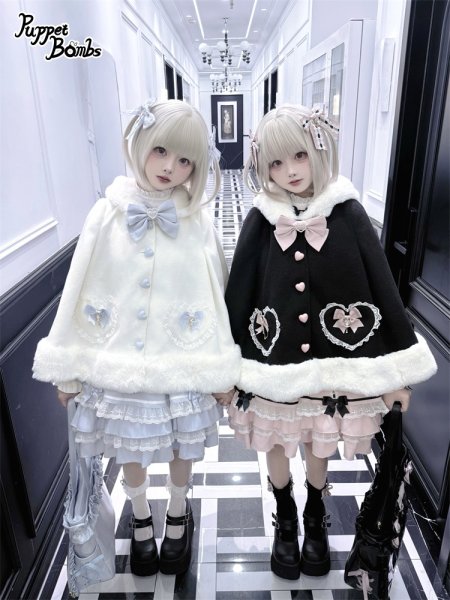 PuppetBombs】Q495 ハートポケット×ファーポンチョ風コート - To Alice
