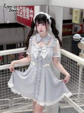 画像6: 【送料無料】Q539 レイヤード風レース袖ワンピース《予約受付》 (6)