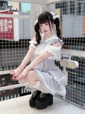 画像4: 【送料無料】Q542 うさ耳フード付きレースアップオープンショルダーブラウス《予約受付》 (4)