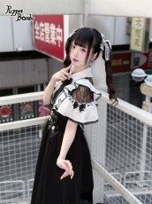 画像7: 【送料無料】Q548 レーシー切り替えフレア袖ブラウス《予約受付》 (7)