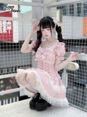 画像2: 【送料無料】Q567 レースティアードコルセット風ワンピース《予約受付》 (2)