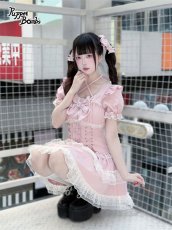 画像3: 【送料無料】Q567 レースティアードコルセット風ワンピース《予約受付》 (3)