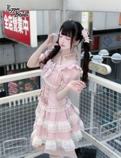 画像4: 【送料無料】Q567 レースティアードコルセット風ワンピース《予約受付》 (4)
