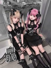 画像13: 【PuppetBombs】Q568ダブルスターベルトティアードスカート (13)