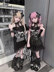 画像14: 【PuppetBombs】Q568ダブルスターベルトティアードスカート (14)
