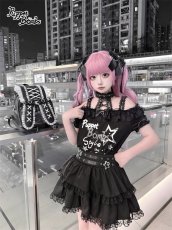 画像9: 【PuppetBombs】Q568ダブルスターベルトティアードスカート (9)