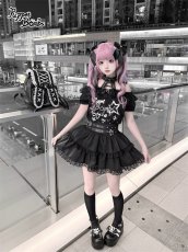画像8: 【PuppetBombs】Q545 闇うさレースアップオフショルワンピース (8)
